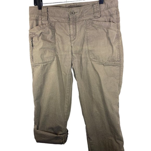 The North Face Cotton Blend Roll Up Convertible Pants Brown Tan Size 10 - Picture 8 of 10